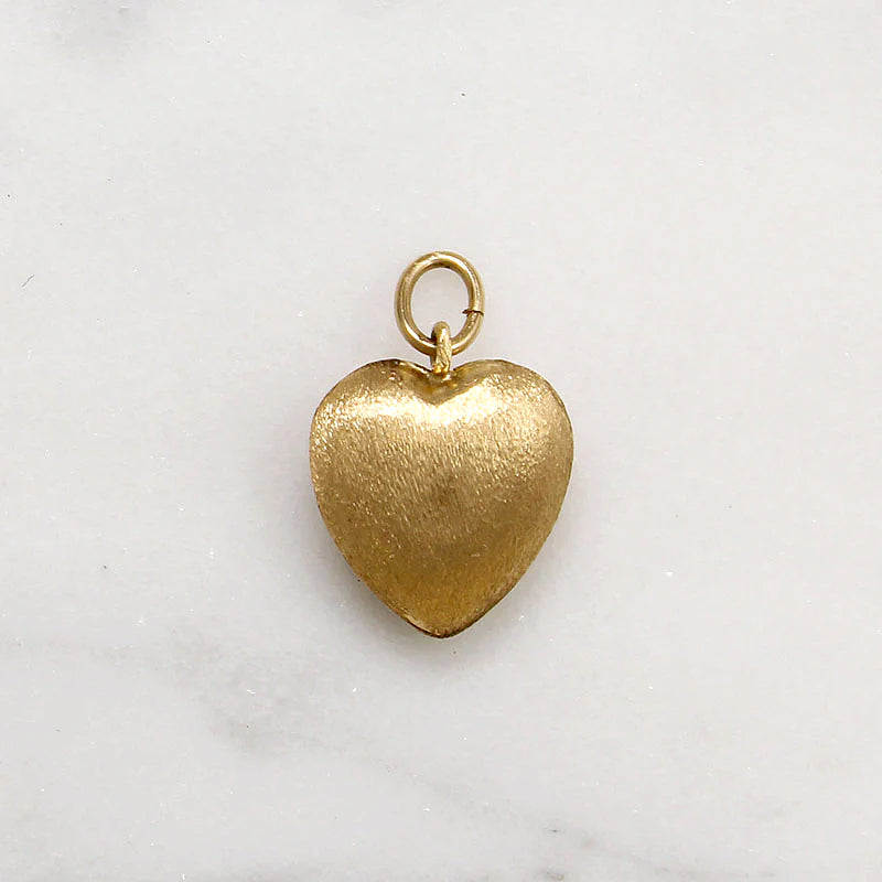 Star-Set Diamond in Florentine Finished Gold Heart Charm