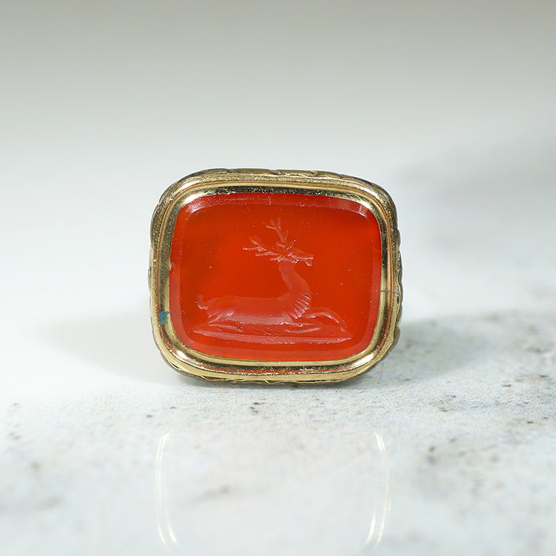 Victorian Fob with Stag-Carved Carnelian Seal