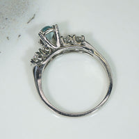 Crisp Mid Century Natural Blue Zircon & Diamond Ring