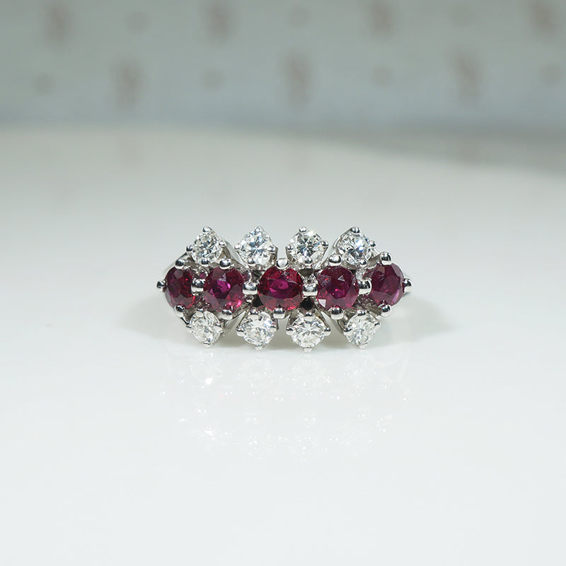 Rubies & Diamonds in 18k White Gold Band