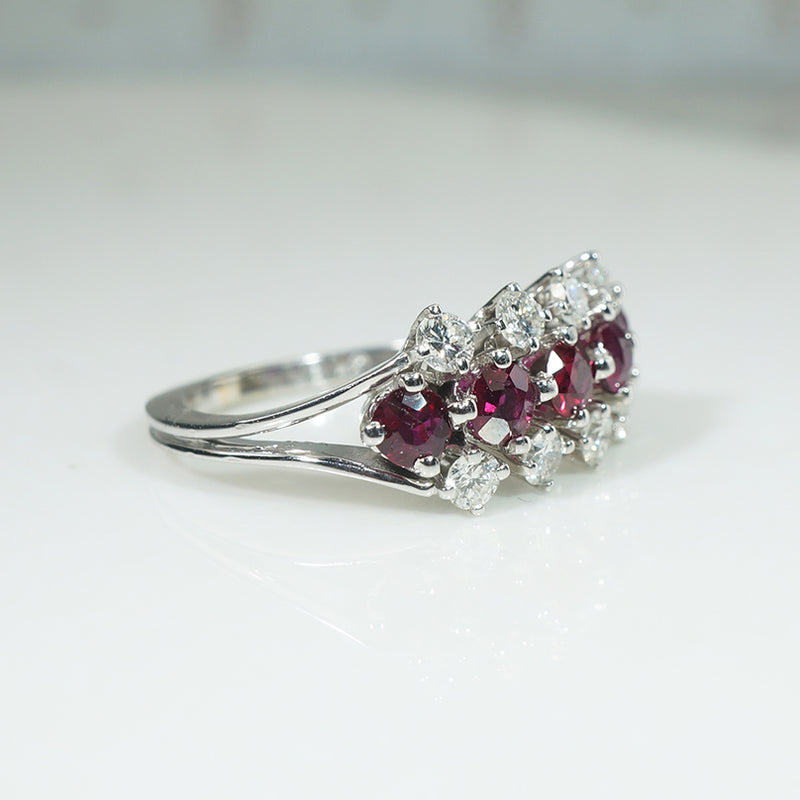 Rubies & Diamonds in 18k White Gold Band