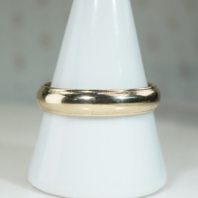 Handsome Size 12 Half Round Gold Band with Milgrain