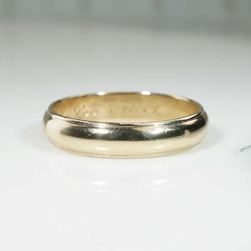 Handsome Size 12 Half Round Gold Band with Milgrain