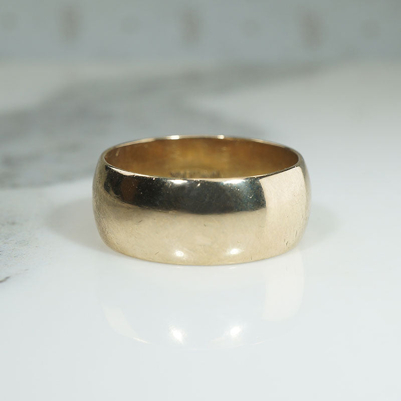 Wide 14k Gold Shallow Half Round Band Size 7.5