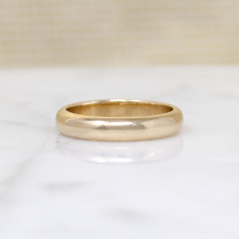 Deep Half Round 14k Gold Band Signed "Romany"