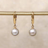 Silvery Pearls on 14k Gold Lever Back Earrings