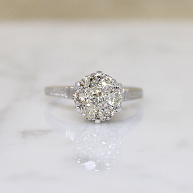 Proud Art Deco Diamond Cluster Ring