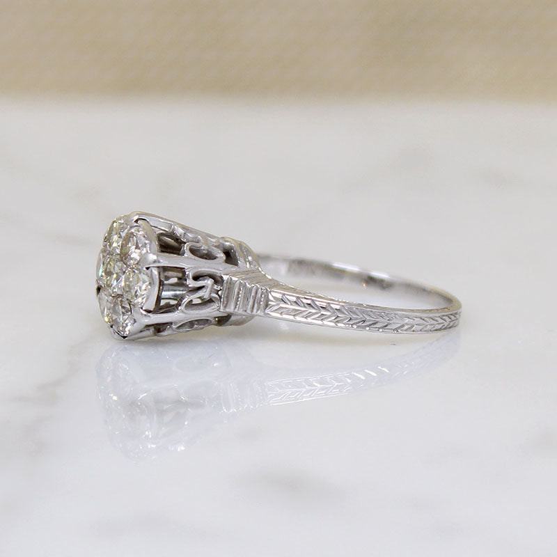 Proud Art Deco Diamond Cluster Ring