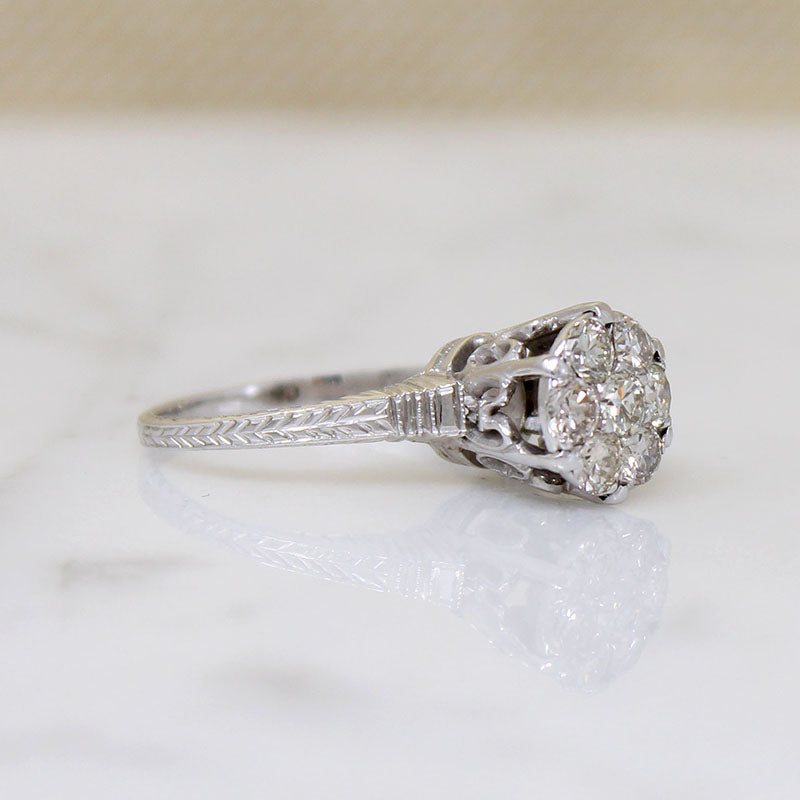 Proud Art Deco Diamond Cluster Ring