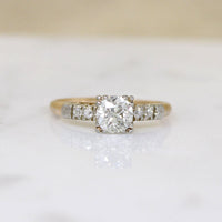 Mid Century Diamond Ring with Romantic Details
