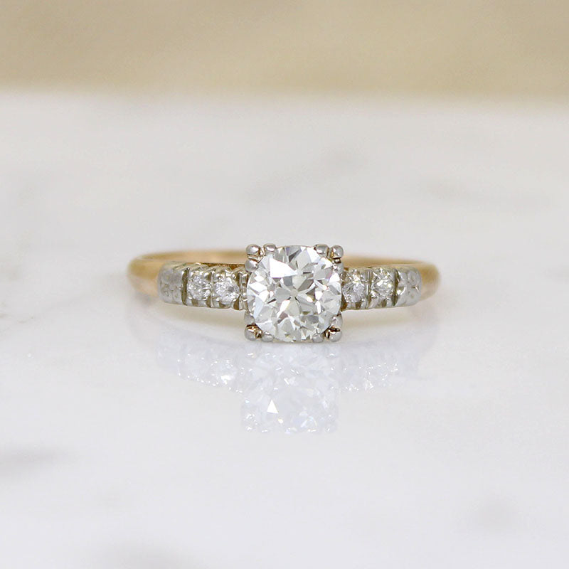 Mid Century Diamond Ring with Romantic Details