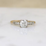 Mid Century Diamond Ring with Romantic Details