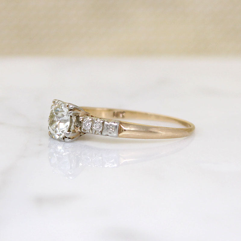 Mid Century Diamond Ring with Romantic Details