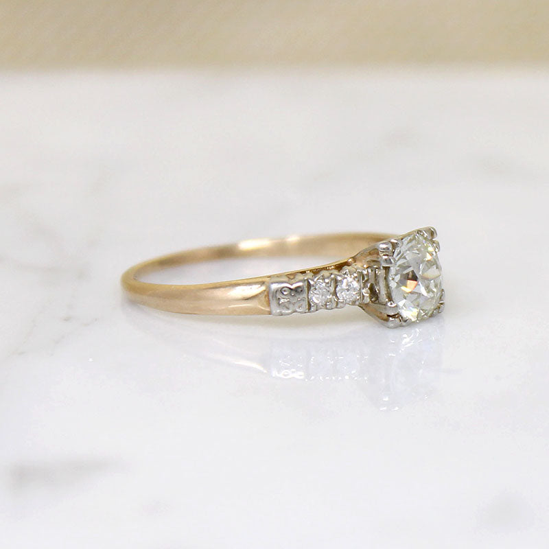 Mid Century Diamond Ring with Romantic Details