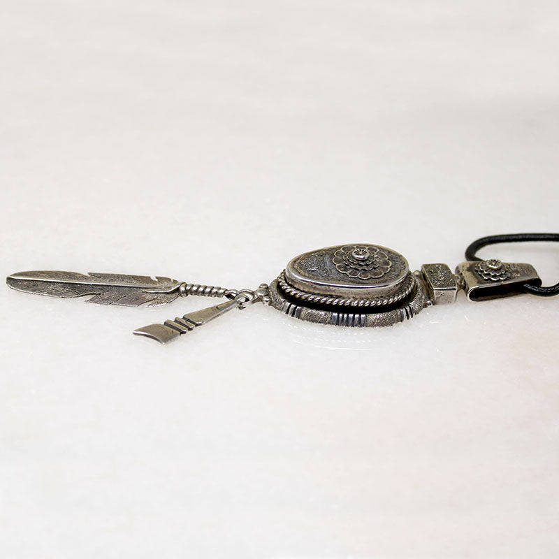 Floral Filigree & Feather Pendant by B. Begaye