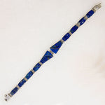 Elegant Lapis Inlay & 950 Silver Panel Bracelet