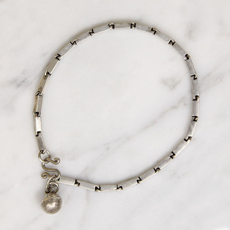 Sterling Link Bracelet with Globe Charm