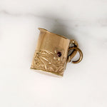 Wee Engraved Gold & Garnet Pitcher Charm