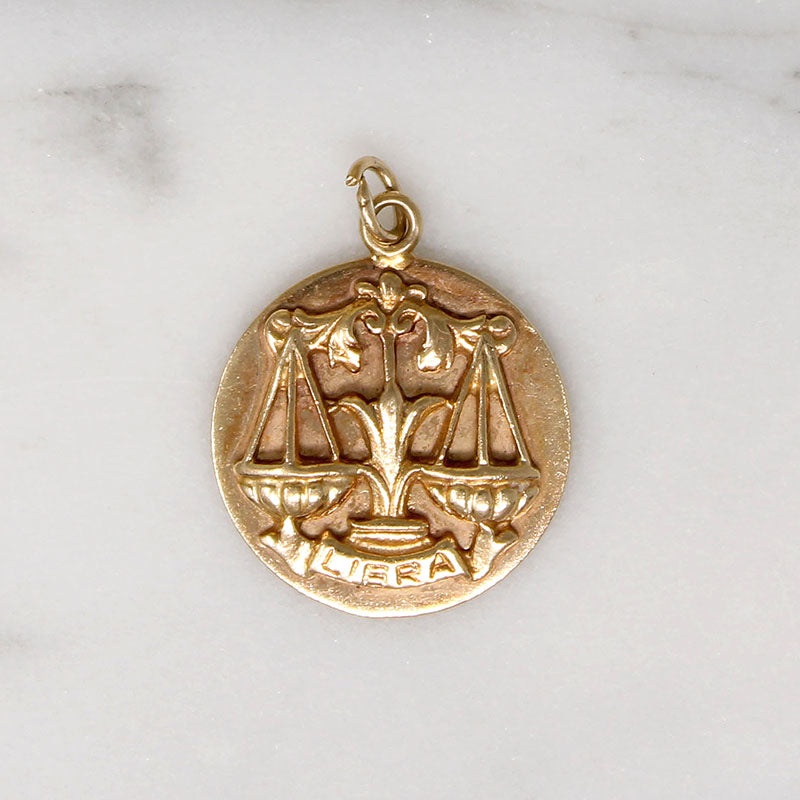 Libra's Scale 14k Gold Pendant Signed Cini