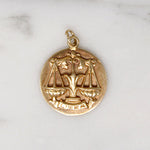 Libra's Scale 14k Gold Pendant Signed Cini