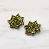 Flashing Green Rhinestone Star Earrings Signed Kramer