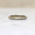 Finely Engraved 18k White Gold Band