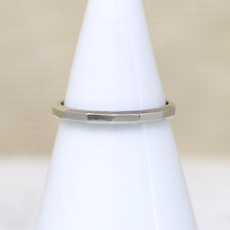 Softly Faceted 18K White Gold Band by Barthman