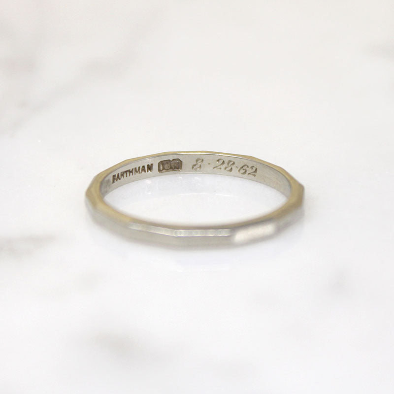 Softly Faceted 18K White Gold Band by Barthman