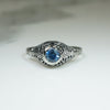 Sapphire White Gold Filigree Deco Ring