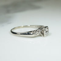 Clean-Lined White Gold & Old Euro Cut Diamond Ring