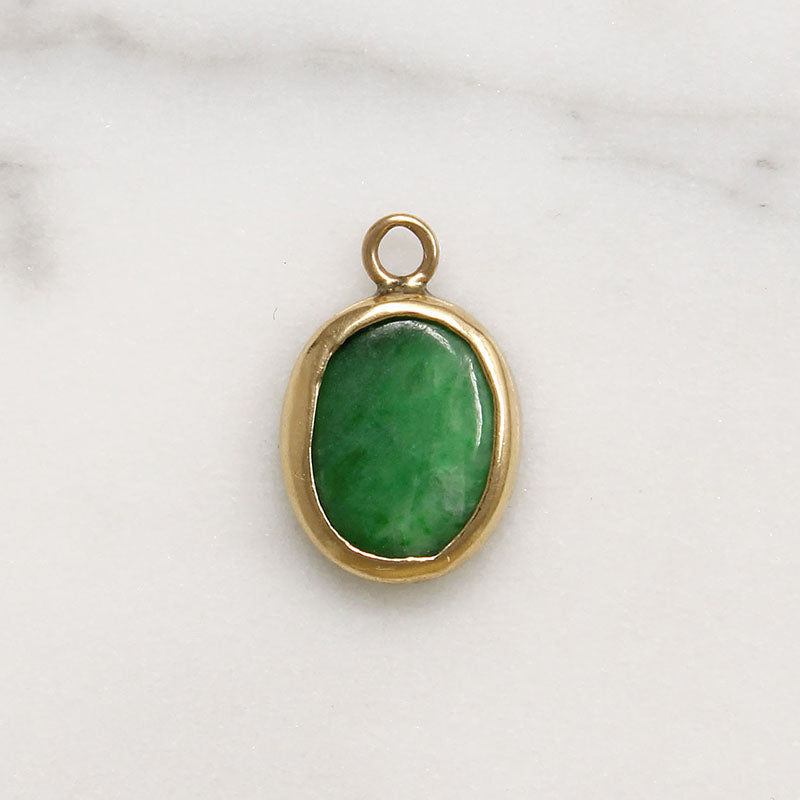 Vibrant Green Jade & 14k Gold Charm