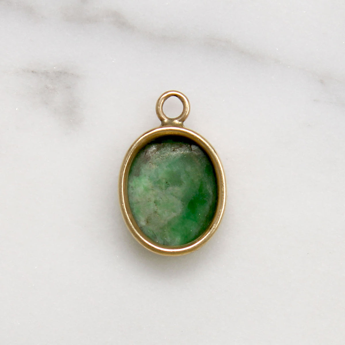 Vibrant Green Jade & 14k Gold Charm