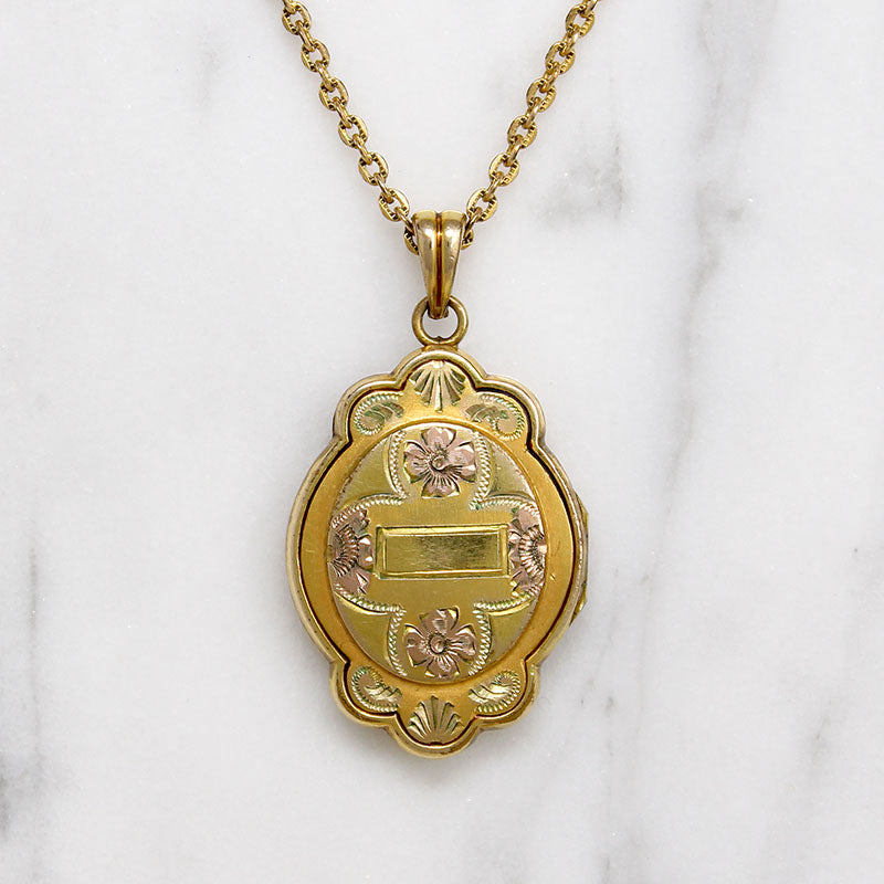Romantic Locket with Engraved Forget-Me-Nots