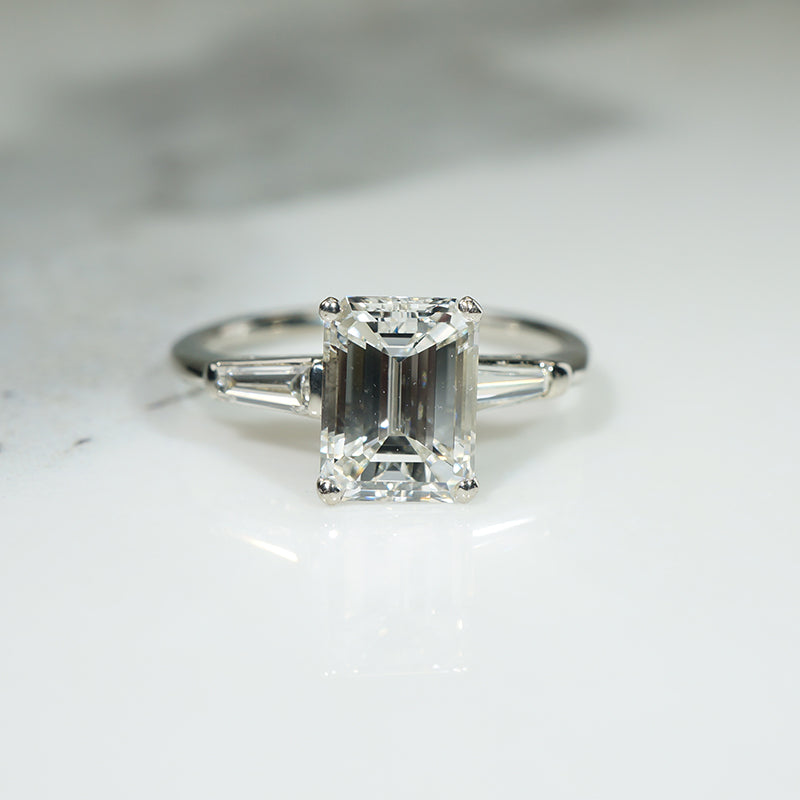 Stunning 1940s Emerald Cut Diamond Engagement Ring