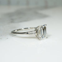 Stunning 1940s Emerald Cut Diamond Engagement Ring
