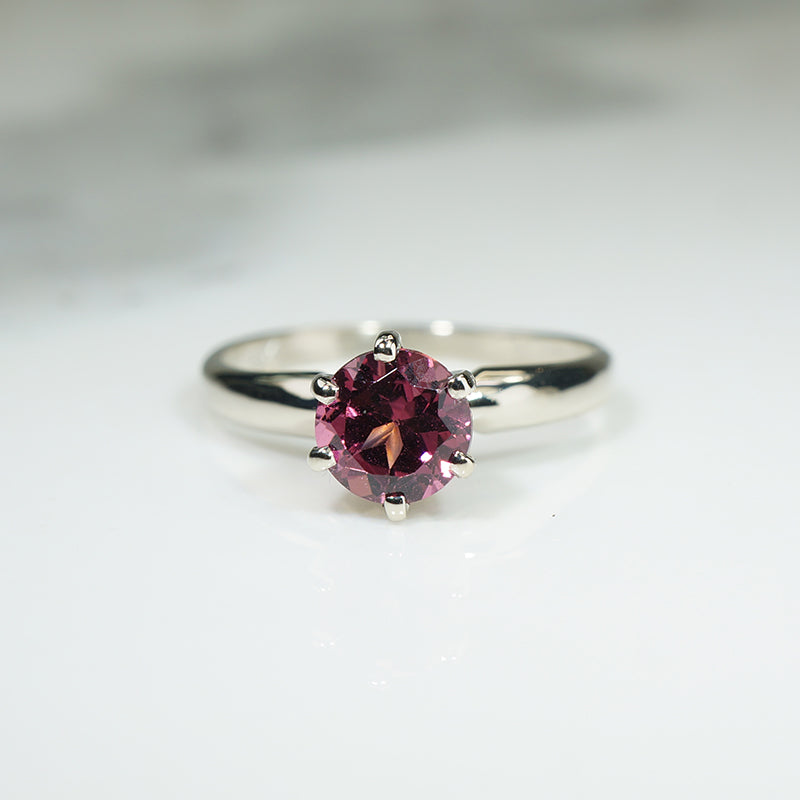 Mid Century Garnet Solitaire Ring