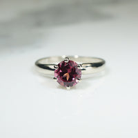 Mid Century Garnet Solitaire Ring