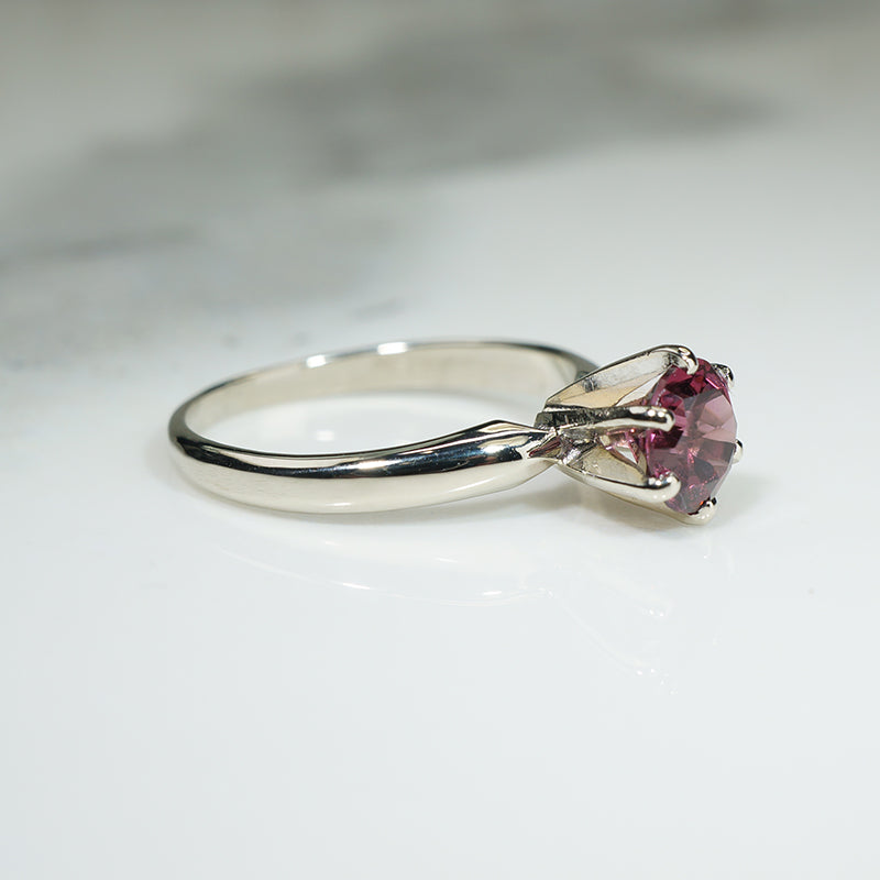 Mid Century Garnet Solitaire Ring