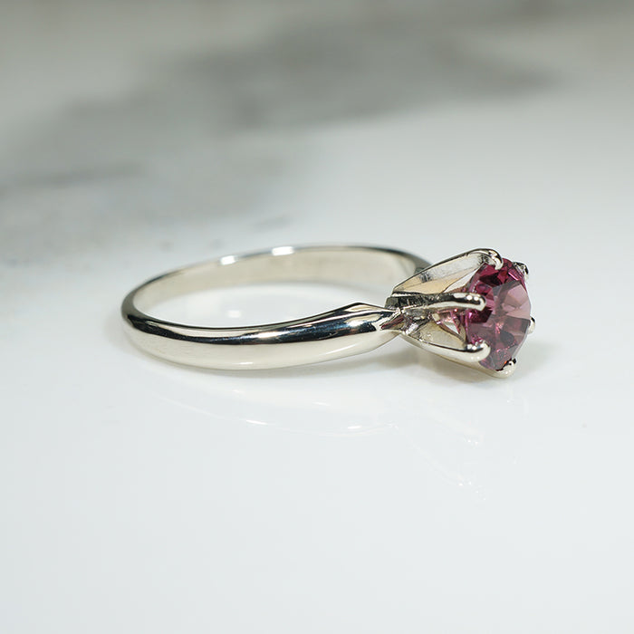 Mid Century Garnet Solitaire Ring