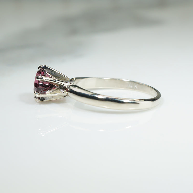 Mid Century Garnet Solitaire Ring