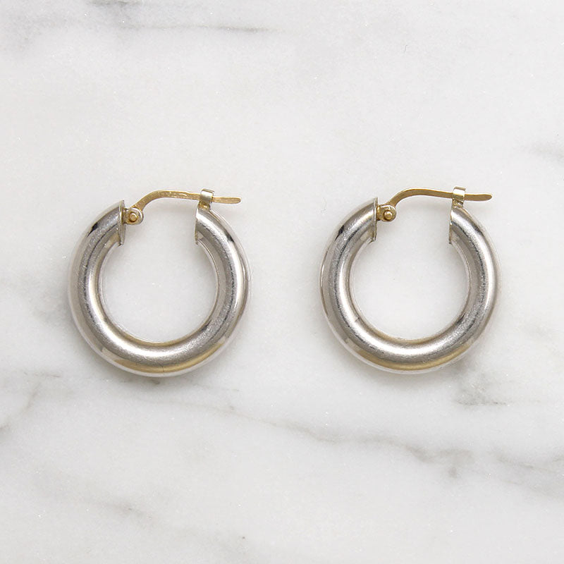 Sterling Hoop Earrings with Gold Posts