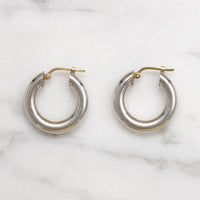 Sterling Hoop Earrings with Gold Posts