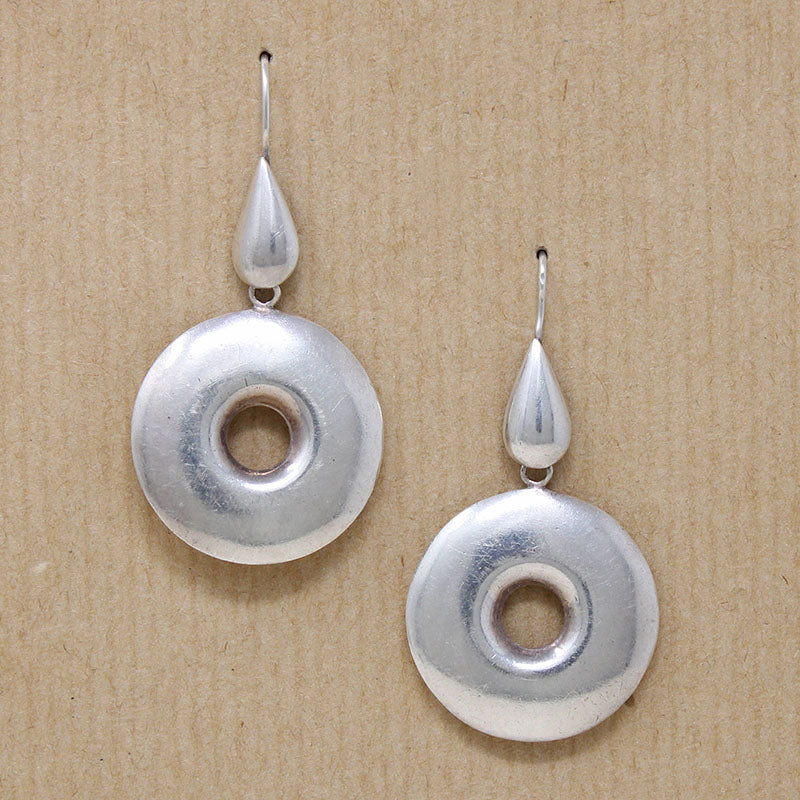 Glossy Sterling Silver Drop Earrings