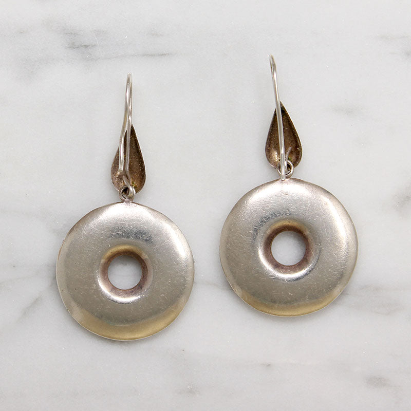 Glossy Sterling Silver Drop Earrings