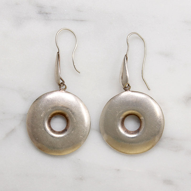 Glossy Sterling Silver Drop Earrings