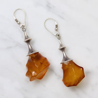 Captivating Modernist Sterling & Amber Earrings