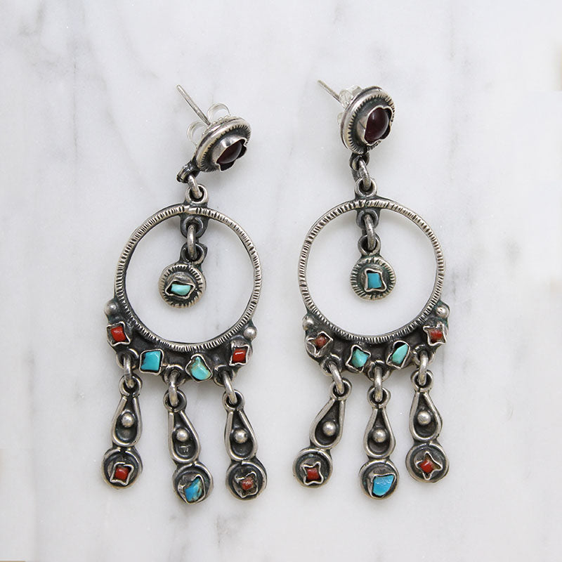 Gem-Studded Sterling Chandelier Earrings in Matl-Style