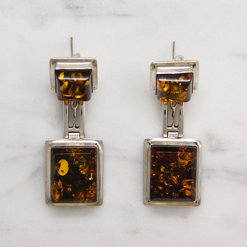 Sophisticated Amber & Sterling Silver Earrings