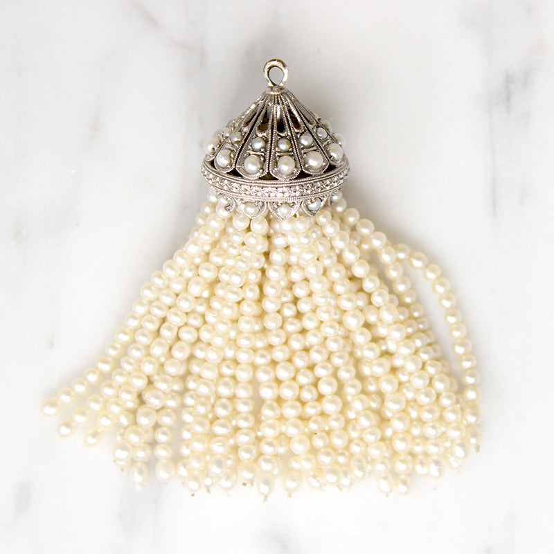 Edwardian Platinum & Pearl Tassel