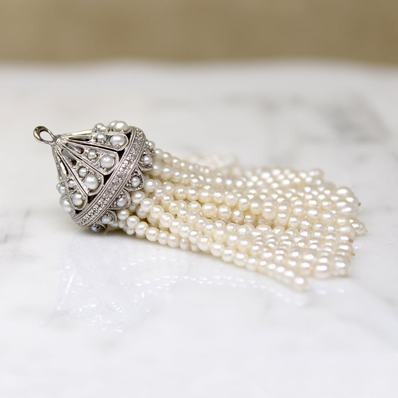 Edwardian Platinum & Pearl Tassel
